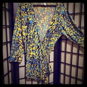 Leopard Quarter Sleeve Wrapped  Blouse